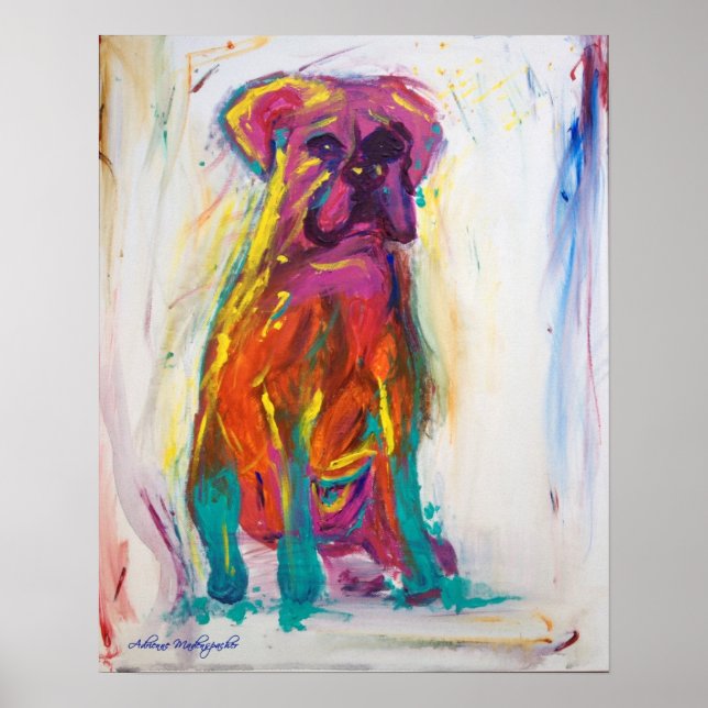 Boxer Dog Abstract Poster (Front)