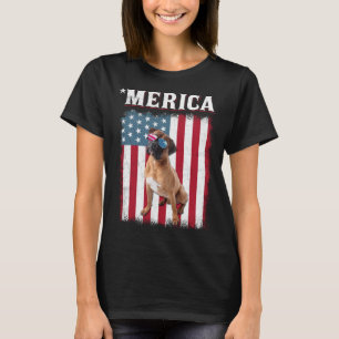 Boxer Dog American Flag Dog 4th Of July T-Shirt