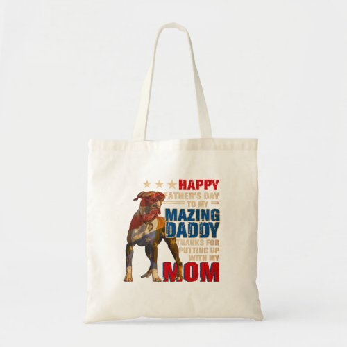Boxer Dog American Flag Happy Fathers Day to My A Tote Bag