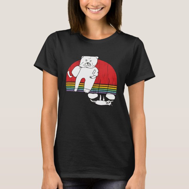 Boxer Dog and Cat Working Out Lifting Weights T-Shirt (Front)