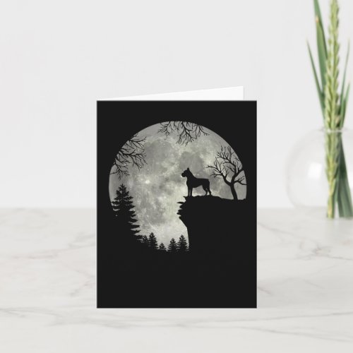 Boxer Dog And Moon Halloween Card