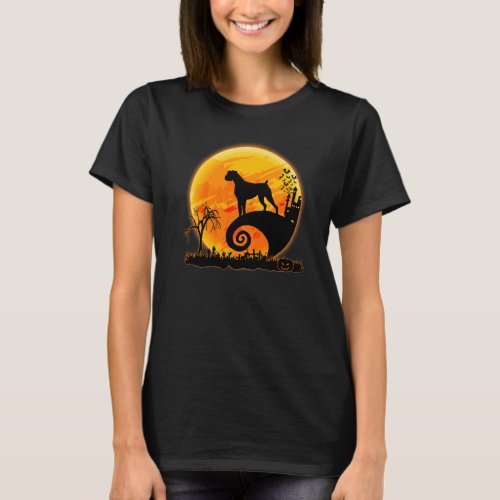 Boxer Dog And Moon  Scary Halloween Costume T-Shirt