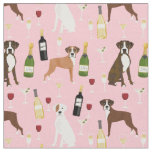 Boxer Dog and wine pink Fabric