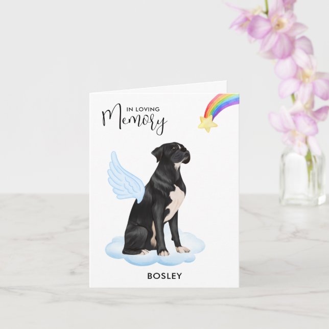 Boxer Dog Angel Memorial Pet Loss Sympathy Card (Orchid)