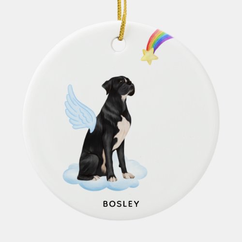Boxer Dog Angel Personalize Black Dog Pet Memorial Ceramic Ornament