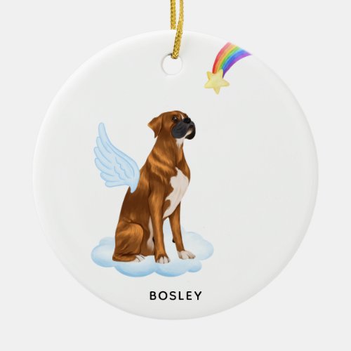 Boxer Dog Angel Personalized Pet Dog Memorial Ceramic Ornament