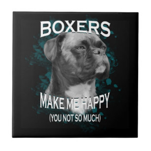 Boxer Dog Animal Lovers Art Text Ceramic Tile