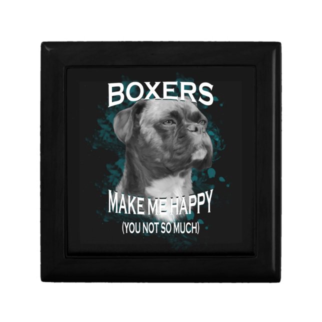 Boxer Dog Animal Lovers Art Text Keepsake Box (Front)