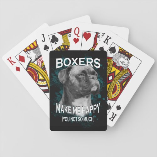 Boxer Dog Animal Lovers Art Text Poker Cards