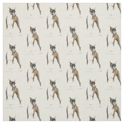 Boxer Dog Art Fabric