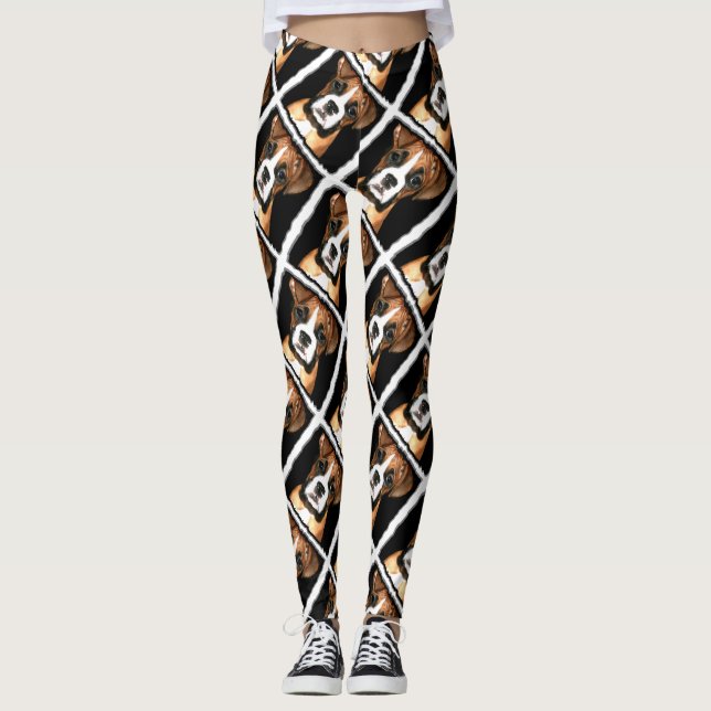 Boxer dog art leggings (Front)
