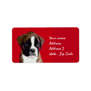 Boxer Dog Art Red address labels