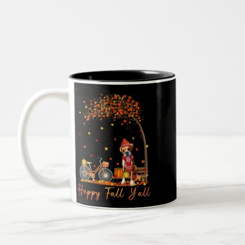 Boxer Dog Autumn Fall Pumpkin Truck Mappe Thanksgi Two_Tone Coffee Mug