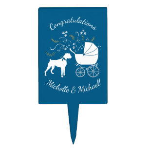 Boxer Dog Baby Shower Cake Topper