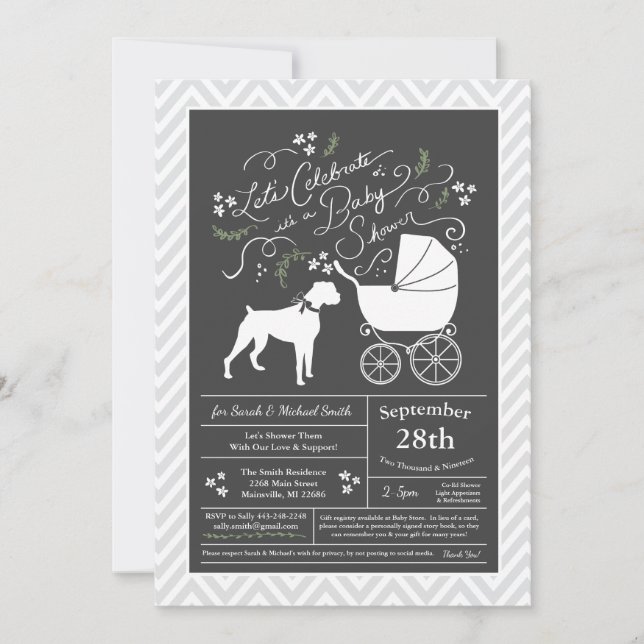 Boxer Dog Baby Shower Gender Neutral Invitation (Front)