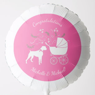 Boxer Dog Baby Shower Pink Girl Balloon