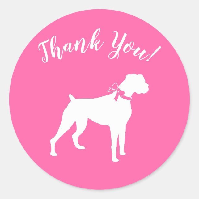 Boxer Dog Baby Shower Pink Girl Classic Round Sticker (Front)