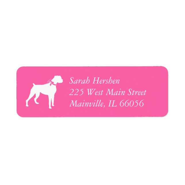 Boxer Dog Baby Shower Pink Girl Label (Front)