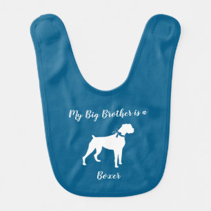Boxer Dog Baby Shower Puppy Blue Boy Bib