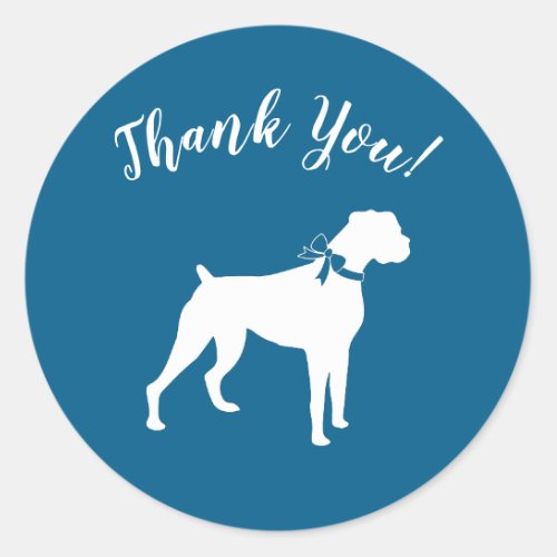 Boxer Dog Baby Shower Puppy Blue Boy Classic Round Sticker