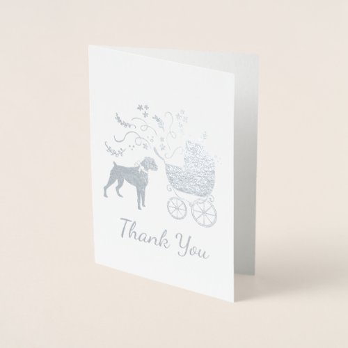 Boxer Dog Baby Shower Puppy Grey Foil Card