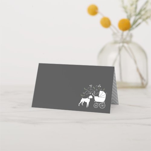 Boxer Dog Baby Shower Puppy Grey Place Card