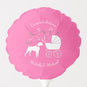 Boxer Dog Baby Shower Puppy Pink Girl Balloon