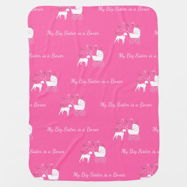 Boxer Dog Baby Shower Puppy Pink Girl Blanket (Front)
