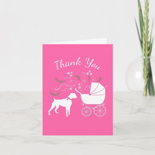 Boxer Dog Baby Shower Puppy  Thank You Card (Front)