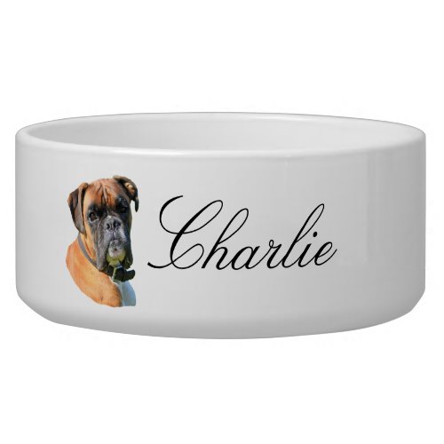 Boxer dog beautiful photo custom name pet bowl