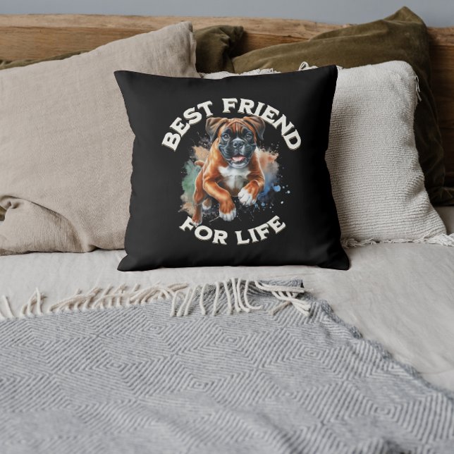 Boxer Dog Best Friend For Life Throw Pillow (Creator Uploaded)