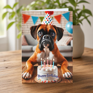 Boxer Dog Birthday Fun Holiday Card