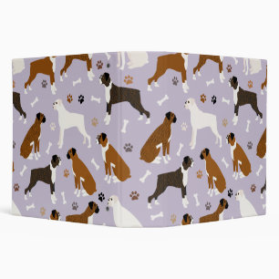 Boxer Dog Bones and Paws 3 Ring Binder
