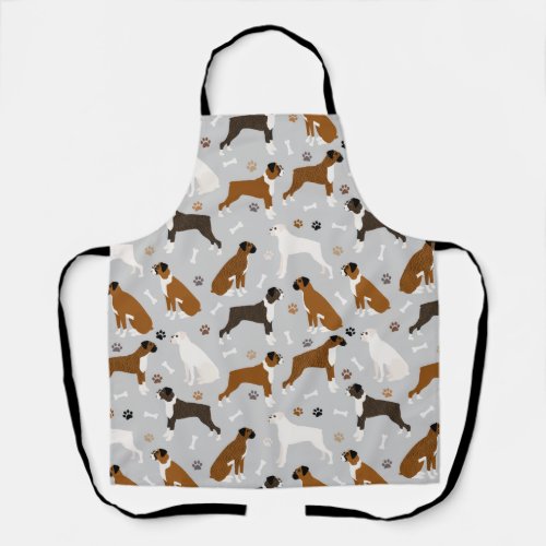 Boxer Dog Bones and Paws Apron