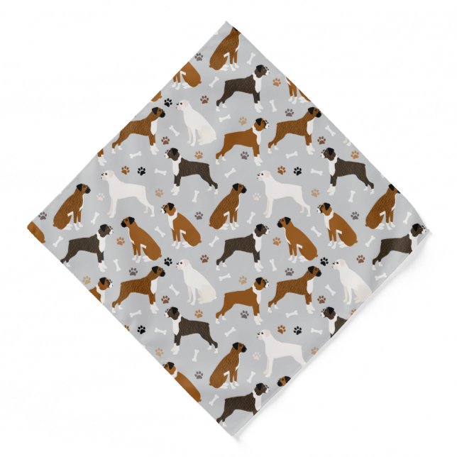 Boxer Dog Bones and Paws Bandana (Front)