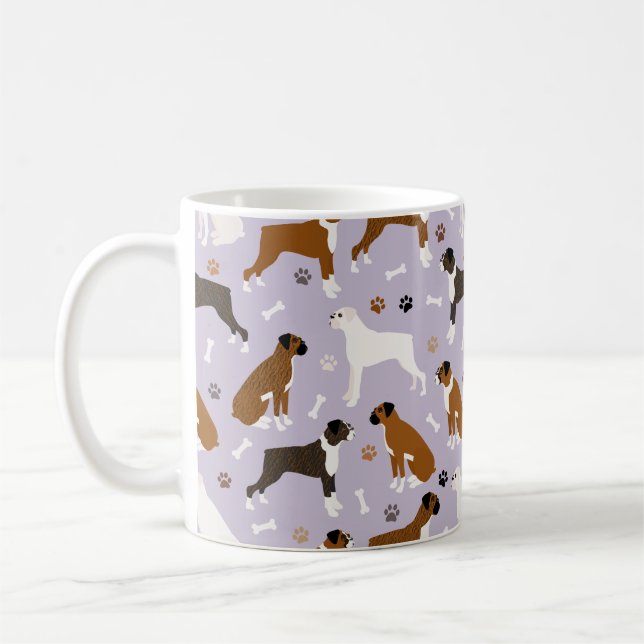 Boxer Dog Bones and Paws Coffee Mug (Left)