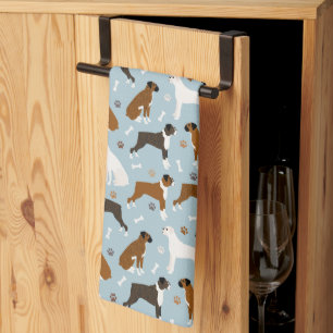Boxer Dog Bones and Paws Kitchen Towel
