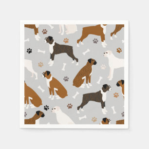 Boxer Dog Bones and Paws Napkins