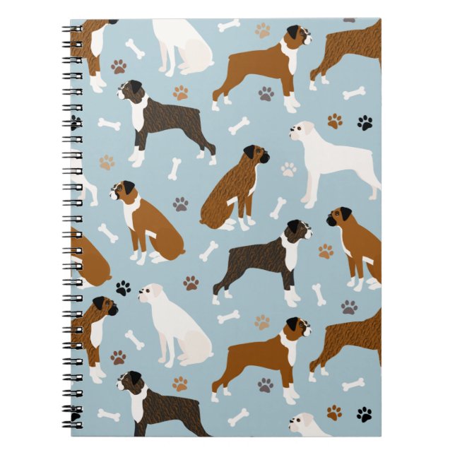 Boxer Dog Bones and Paws Notebook (Front)