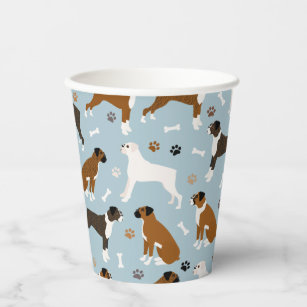 Boxer Dog Bones and Paws Paper Cups