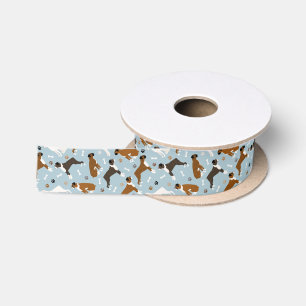 Boxer Dog Bones and Paws Satin Ribbon