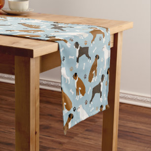Boxer Dog Bones and Paws Short Table Runner