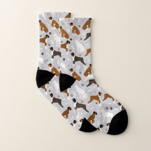 Boxer Dog Bones and Paws Socks