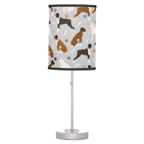 Boxer Dog Bones and Paws Table Lamp