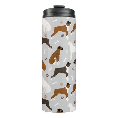 Boxer Dog Bones and Paws Thermal Tumbler