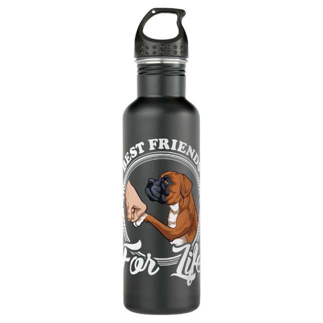 Boxer Dog Boxer Dog Lover Design Best Friends For  Stainless Steel Water Bottle (Front)
