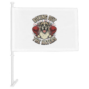 Boxer Dog Boxing Out The Haters Funny T-Shirt Desi Car Flag