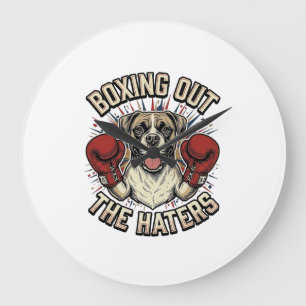 Boxer Dog Boxing Out The Haters Funny T-Shirt Desi Large Clock