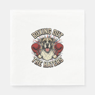 Boxer Dog Boxing Out The Haters Funny T-Shirt Desi Napkins