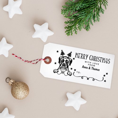 Boxer Dog Breed Merry Christmas Tag  Rubber Stamp